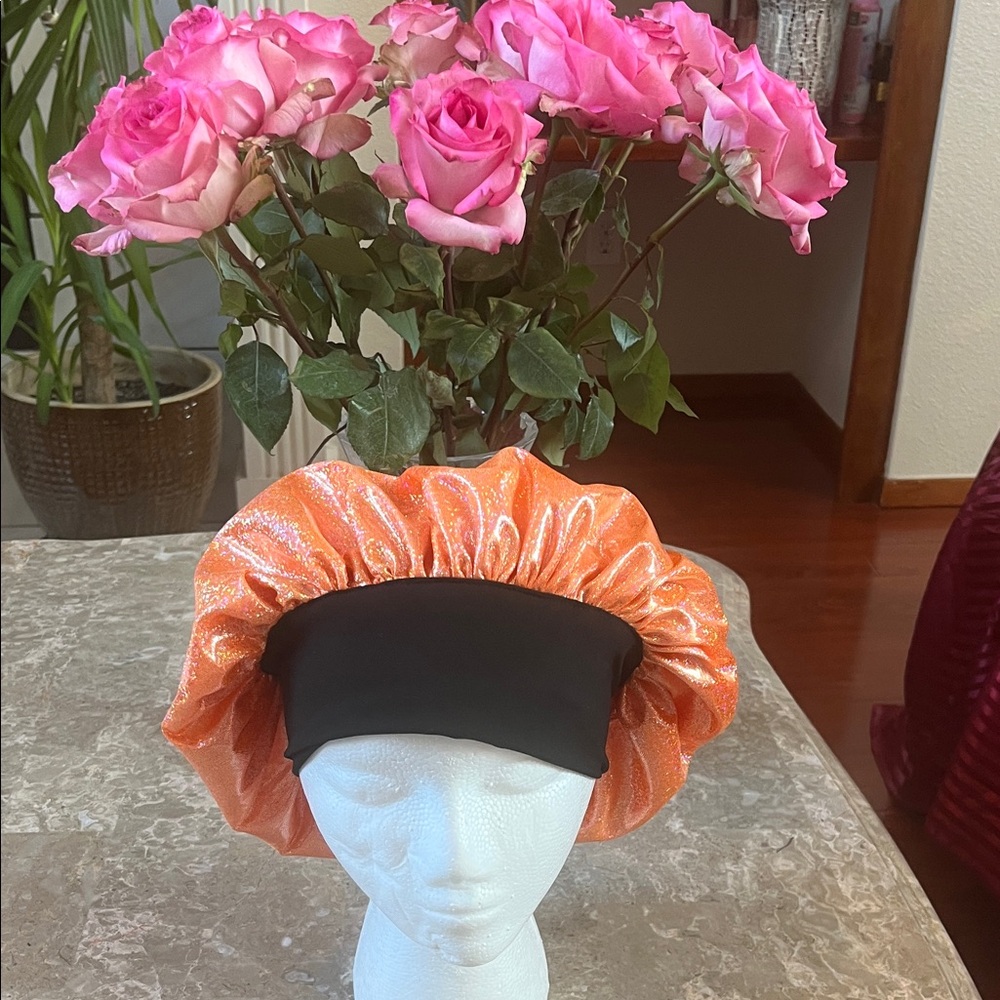 Orange and Black Satin Bonnet